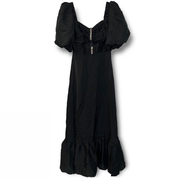 NWT SANDRO Falbala Noir Embellished Midi Party Dress - Picture 8 of 12